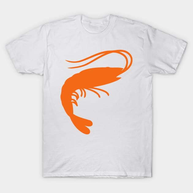 Orange Prawn Silhouette Emoticon T-Shirt by AnotherOne